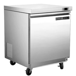 Maxx Cold 29 Inch Undercounter Freezer, Single Door, Stainless Steel