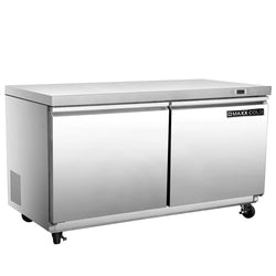 Maxx Cold 61 Inch Undercounter Freezer, Double Door, Stainless Steel