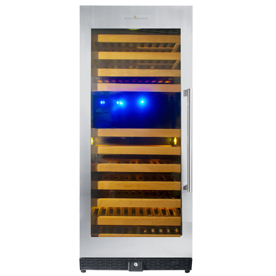 KingsBottle 100 Bottle Upright Dual Zone Left Hinge Wine Fridge For Home