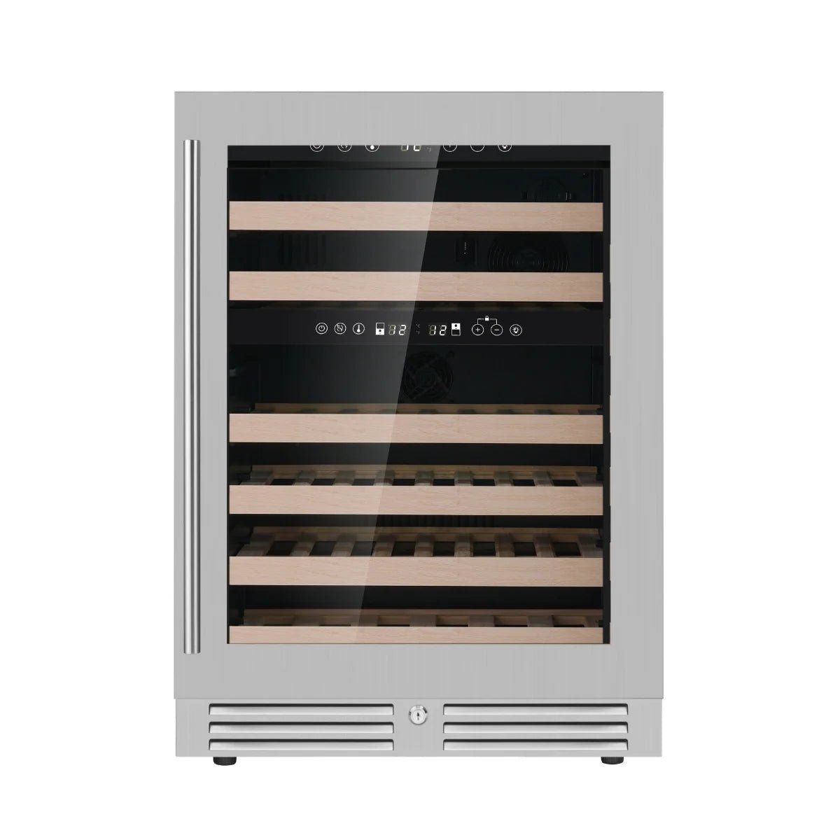KingsBottle 24-Inch, Under Counter, Low-E Glass Door, Dual Zone Wine Cooler, Right Hand Hinge