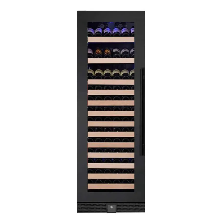 KingsBottle 164 Bottle Tall Large Right Hinge Glass Door Dual Zone Black Wine Cooler