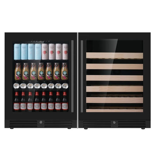 KingsBottle 47″ Under Counter Black Wine And Beverage Refrigerator Combo