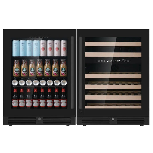 KingsBottle 47″ Under Counter Black Wine And Beverage Refrigerator Combo