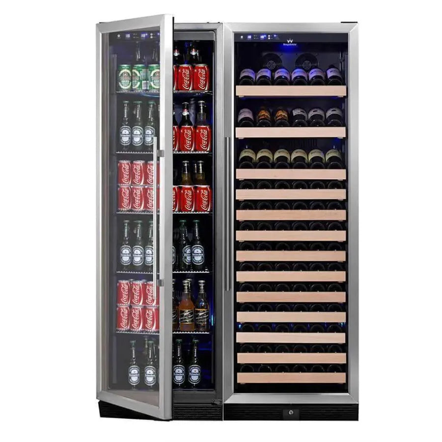 KingsBottle 72″ Large Stainless Steel Wine And Beverage Refrigerator Combo
