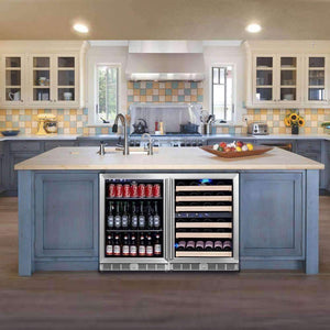 KingsBottle 3-Zone Under Counter Beer Cooler and Wine Refrigerator Combo