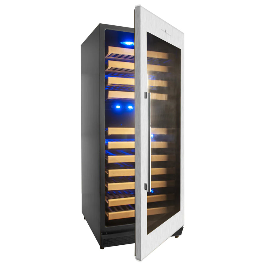 KingsBottle 100 Bottle Upright Dual Zone Left Hinge Wine Fridge For Home
