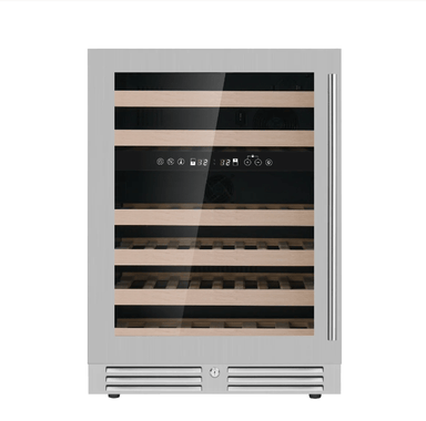 KingsBottle 24-Inch, Under Counter, Low-E Glass Door, Dual Zone Wine Cooler, Right Hand Hinge