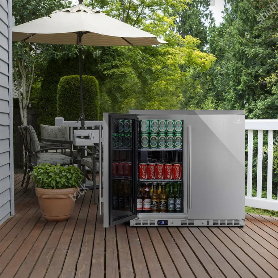 KingsBottle 198 Can 36″ 2 Door Under Counter Outdoor Stainless Steel Beverage Refrigerator