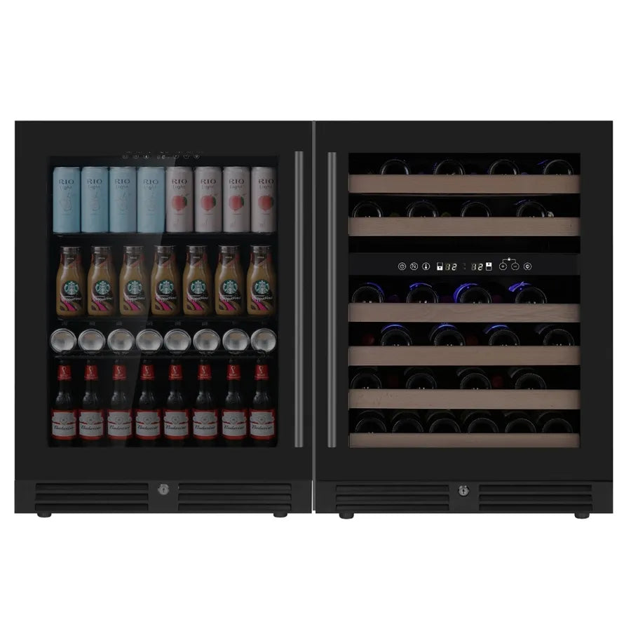 KingsBottle 47″ Under Counter Black Wine And Beverage Refrigerator Combo