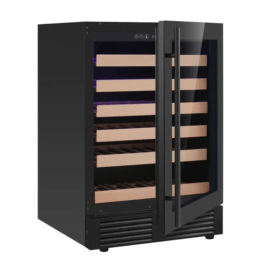 KingsBottle 46 Bottle 24″ Under Counter LOW-E Right Hinge Glass Door Single Zone Stainless Steel Wine Cooler