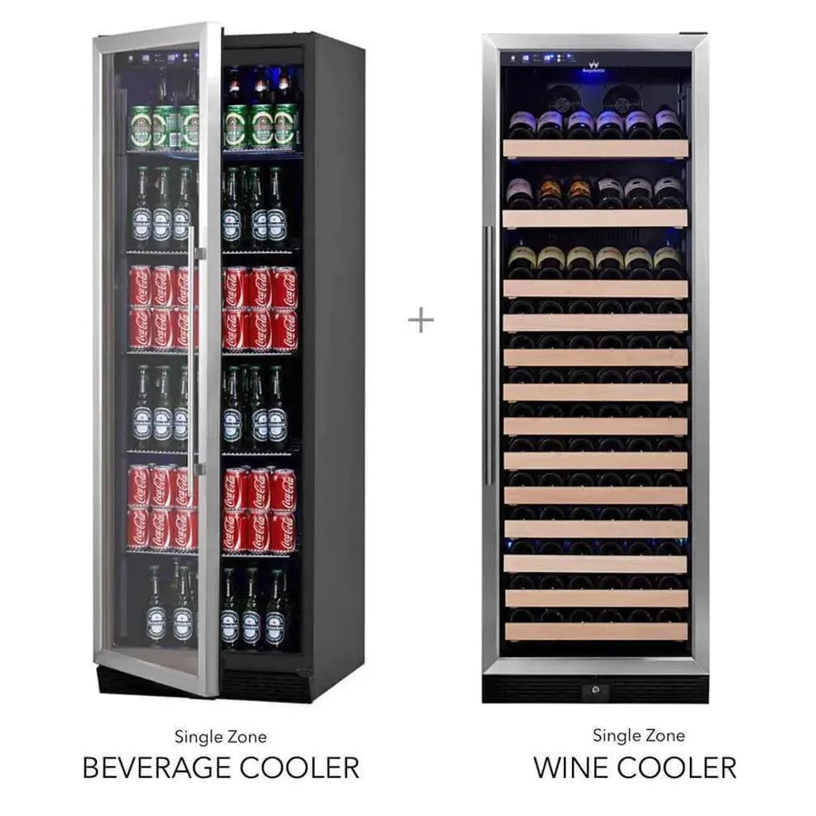 KingsBottle 72″ Large Stainless Steel Wine And Beverage Refrigerator Combo