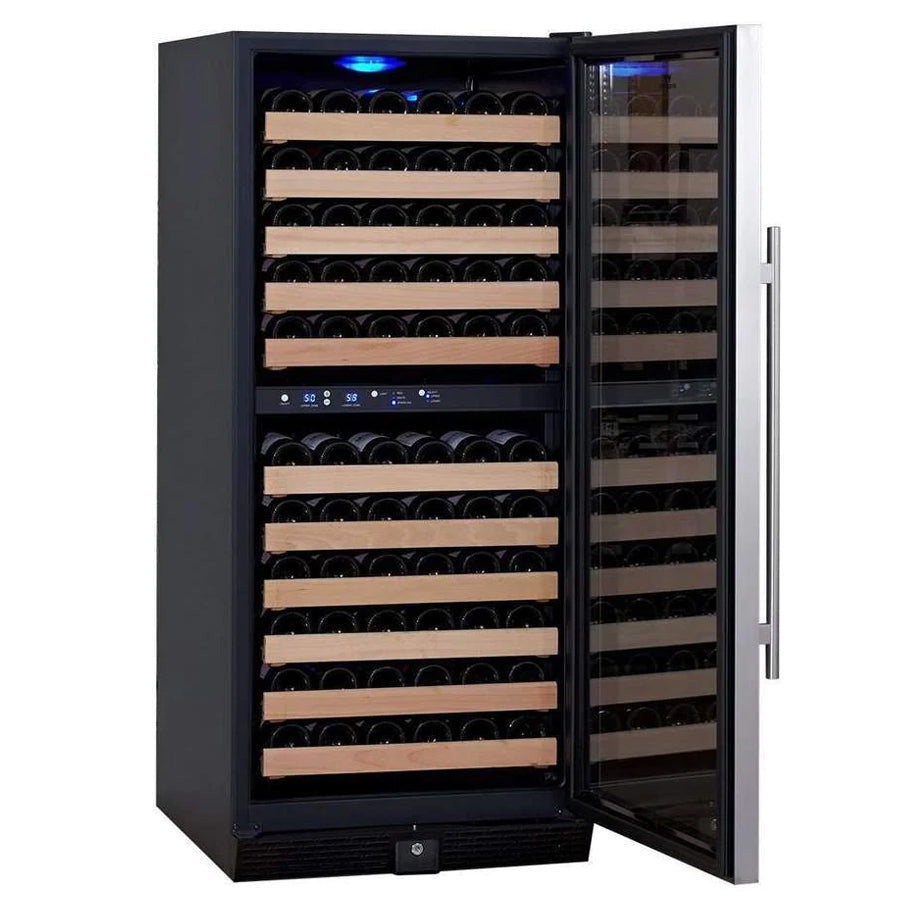 KingsBottle 100 Bottle Upright Dual Zone Left Hinge Wine Fridge For Home