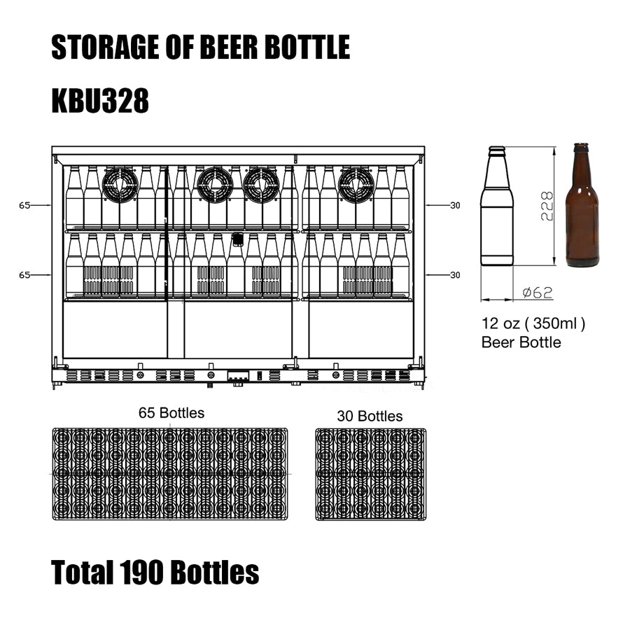 KingsBottle 324 Can 53″ Solid 3-Door Outdoor Beverage Cooler