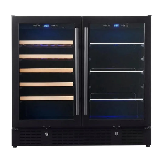 KingsBottle 36″ Under Counter Black Wine And Beverage Refrigerator Combo