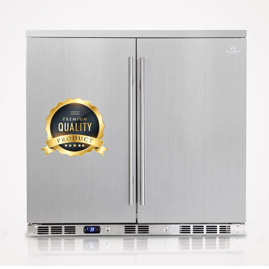 KingsBottle 198 Can 36″ 2 Door Under Counter Outdoor Stainless Steel Beverage Refrigerator