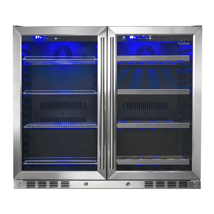 KingsBottle 39″ Under Counter Stainless Steel Wine And Beverage Refrigerator Combo