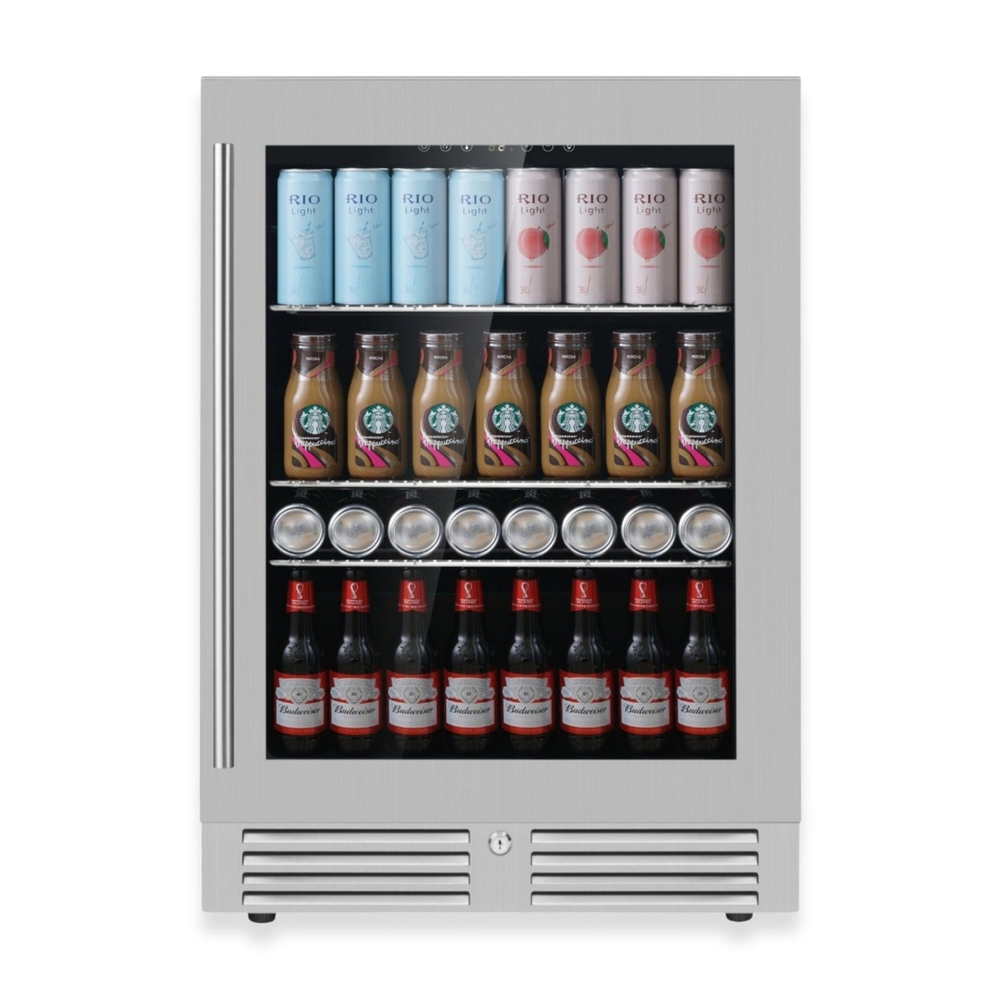 KingsBottle 24 Inch Under Counter LOW-E Glass Door Beer Fridge