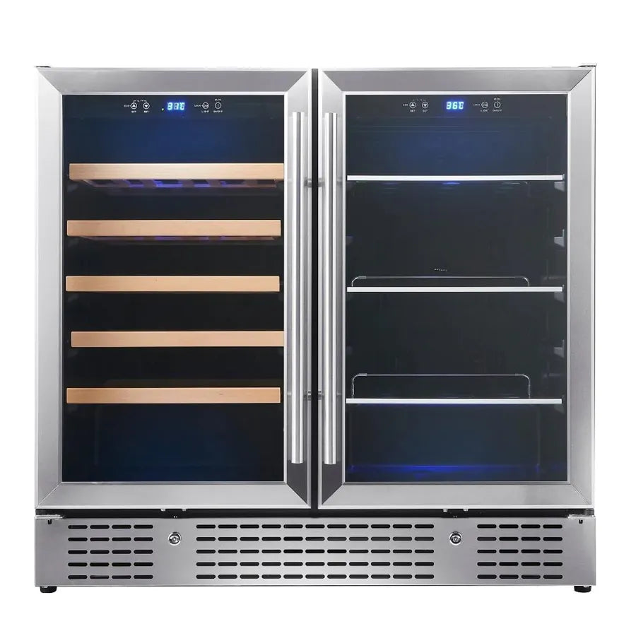 KingsBottle 36″ Under Counter Stainless Steel Wine And Beverage Refrigerator Combo
