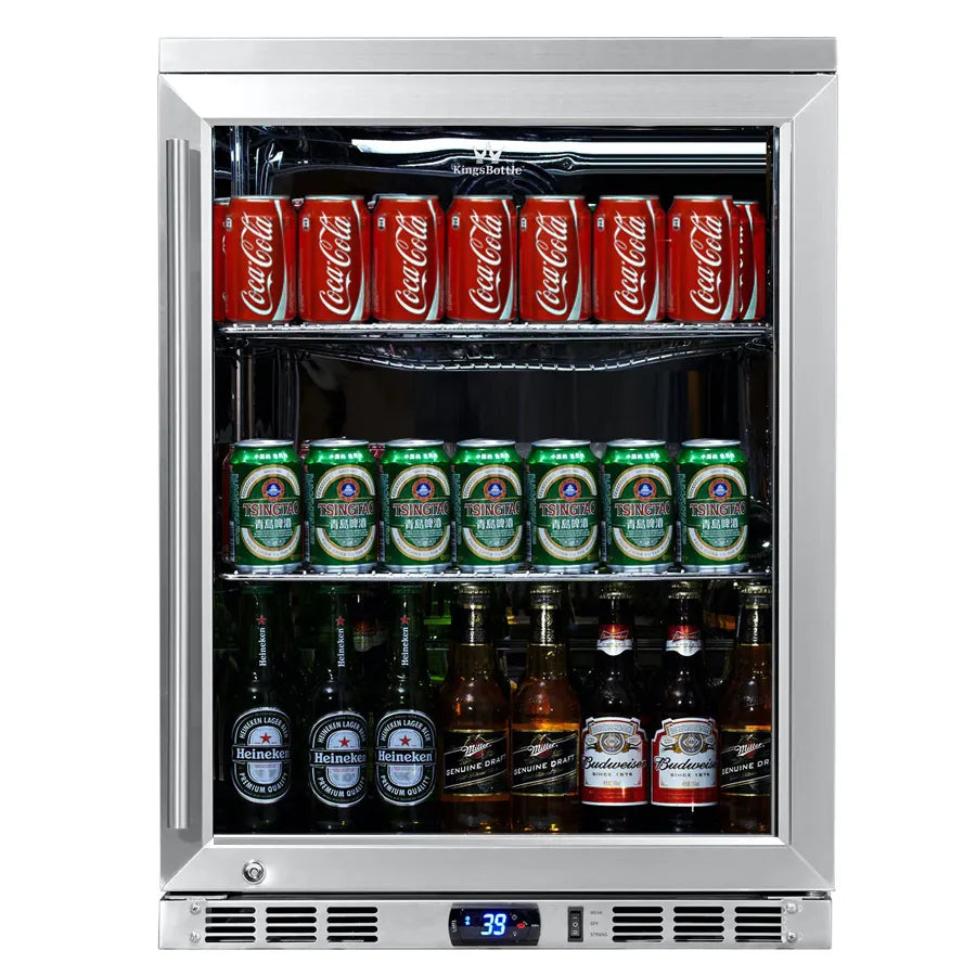 KingsBottle 126 Can 24″ Under Counter Right Hinge Stainless Steel Beverage Refrigerator