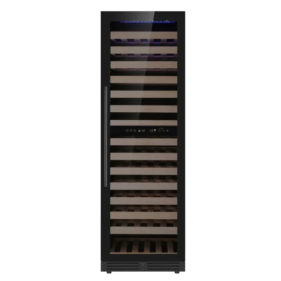 KingsBottle 159 Bottle Upright Low-E Glass Door Right Hinge Dual Zone Black Wine Cooler