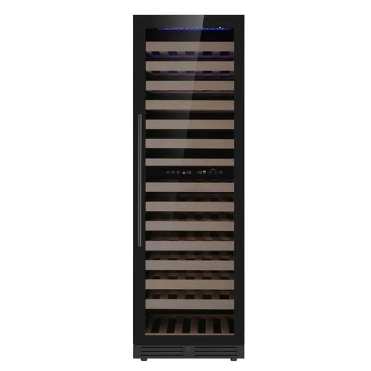 KingsBottle 159 Bottle Upright Low-E Glass Door Right Hinge Dual Zone Black Wine Cooler