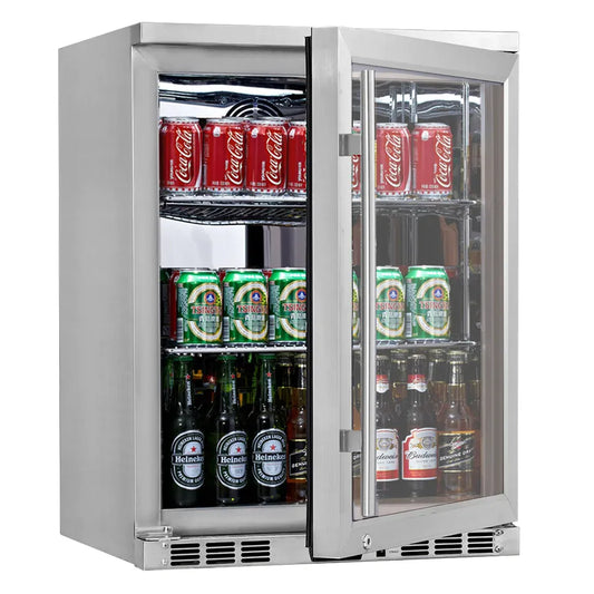 KingsBottle 126 Can 24″ Under Counter Left Hinge Stainless Steel Beverage Refrigerator