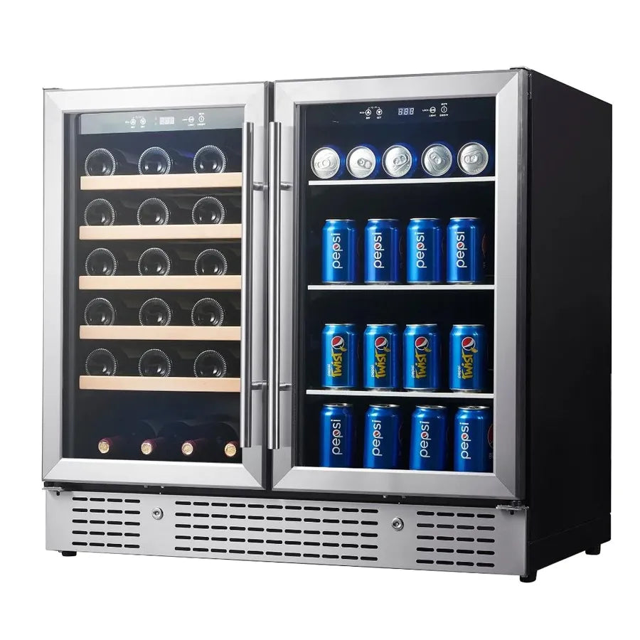 KingsBottle 36″ Under Counter Stainless Steel Wine And Beverage Refrigerator Combo