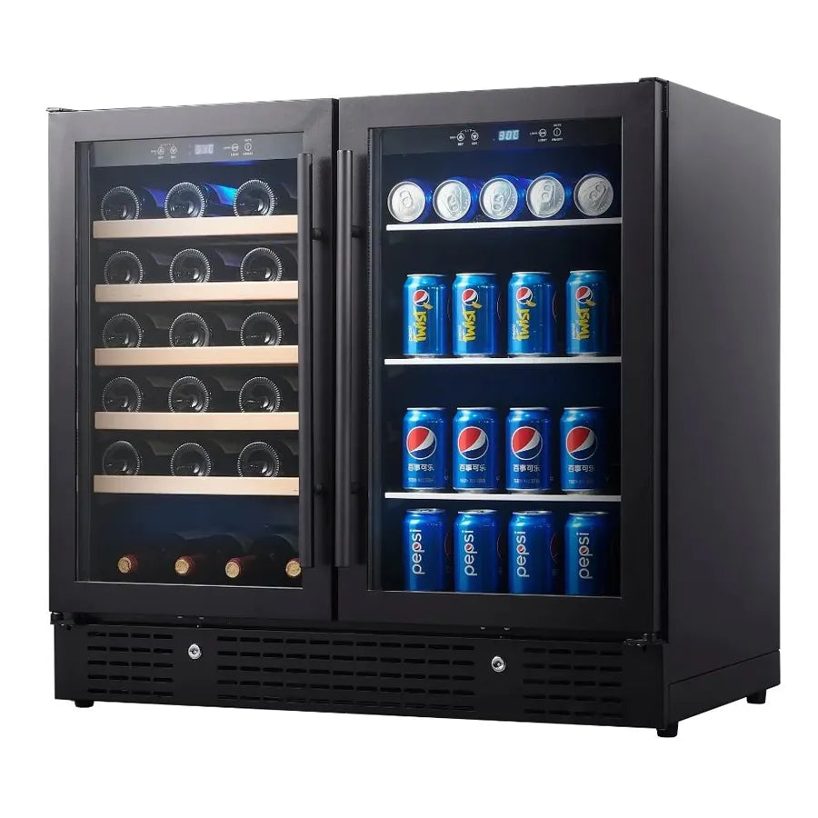 KingsBottle 36″ Under Counter Black Wine And Beverage Refrigerator Combo-Pre Order Now for July 15 Availability.