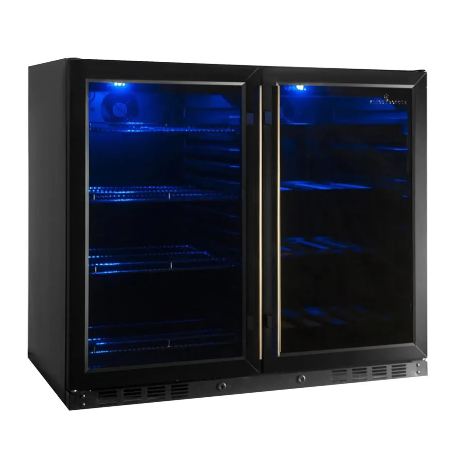 KingsBottle 39″ Under Counter Black Wine And Beverage Refrigerator Combo