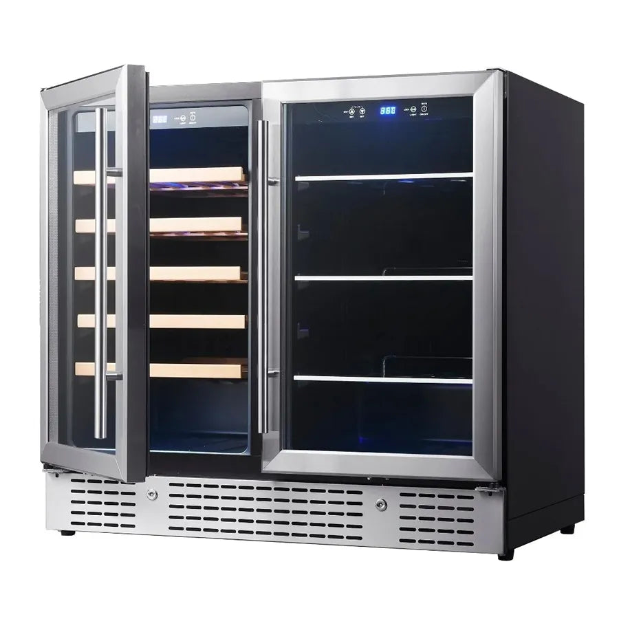 KingsBottle 36″ Under Counter Stainless Steel Wine And Beverage Refrigerator Combo