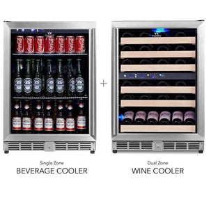 KingsBottle 3-Zone Under Counter Beer Cooler and Wine Refrigerator Combo