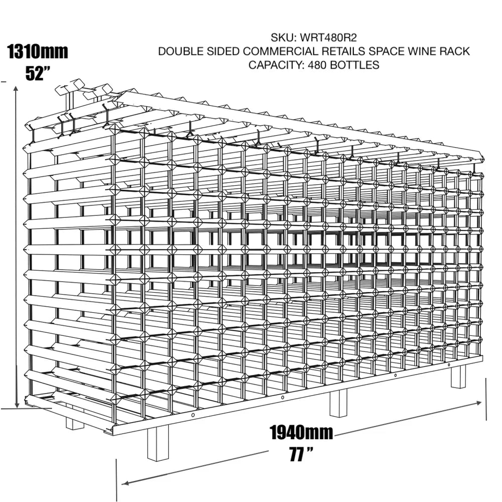 Kingsbottle 77" Wide Double Sided Commercial Retail Space Wine Rack