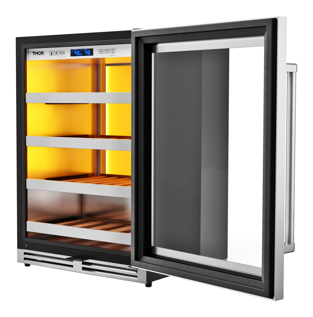 Thor Kitchen 24-Inch Single Zone Wine Cooler, 45 Wine Bottle Capacity