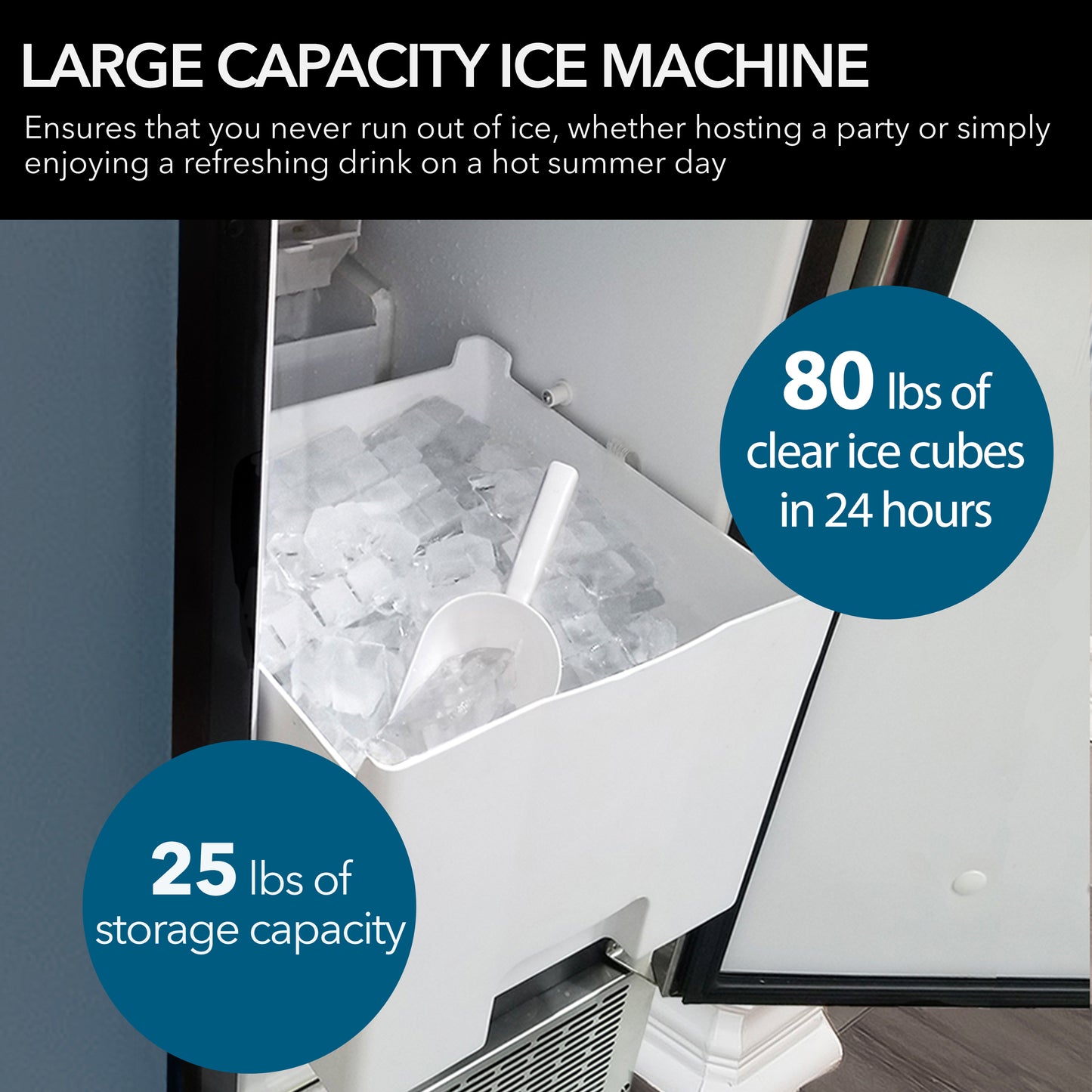 Whynter 15" Built-In Ice Maker 80lb capacity Clear Ice Cube with NSF Inline Water Filter