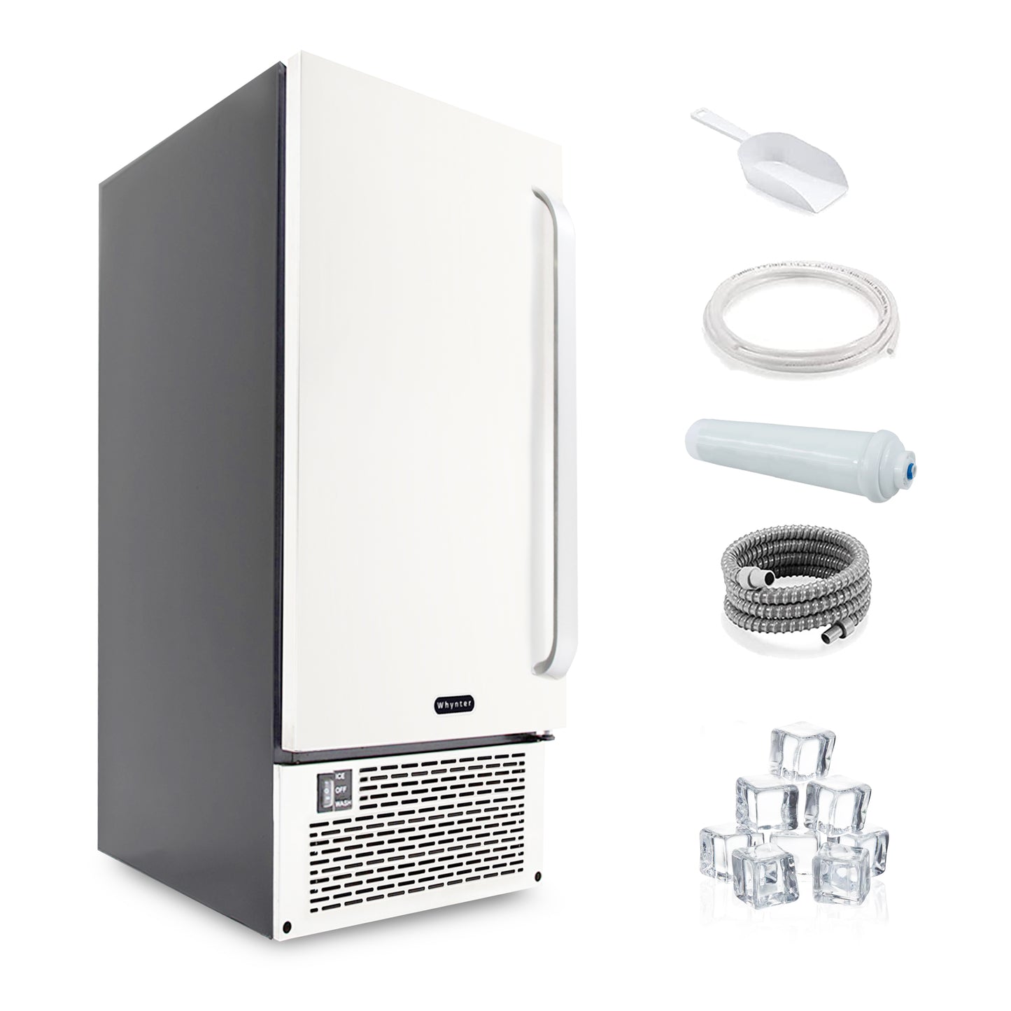 Whynter 15" Built-In Ice Maker 80lb capacity Clear Ice Cube with NSF Inline Water Filter