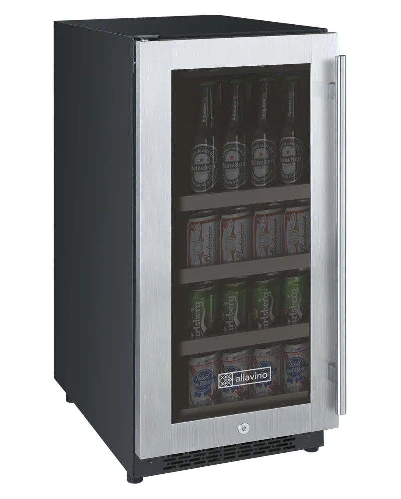 Allavino Built-In Wine Fidge-15" Wide FlexCount II Tru-Vino Stainless Steel Left Hinge Beverage Center