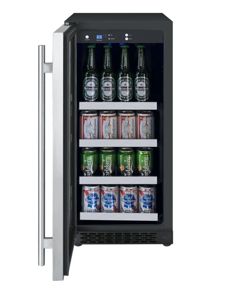 Allavino Built-In Wine Fidge-15" Wide FlexCount II Tru-Vino Stainless Steel Left Hinge Beverage Center