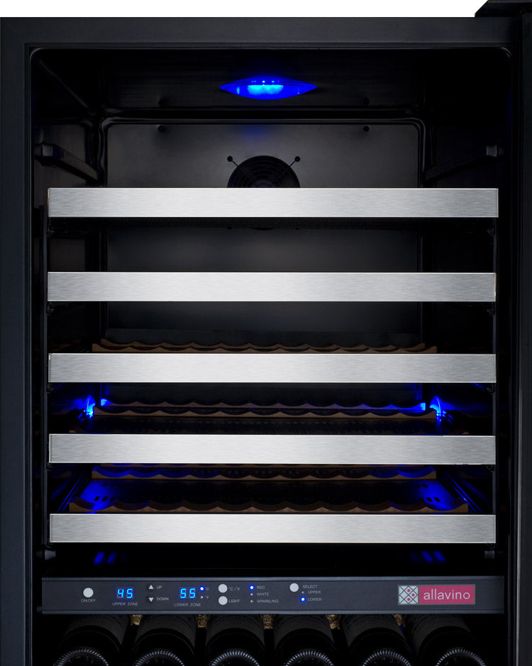 Allavino 24" Wide FlexCount II Tru-Vino 172 Bottle Dual Zone Stainless Steel Right Hinge Wine Refrigerator