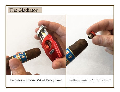 Prestige Import Group Metal Body Combination V-Cut w/ Built-in Punch Cigar Cutter (Candy Apple Red Pearl)