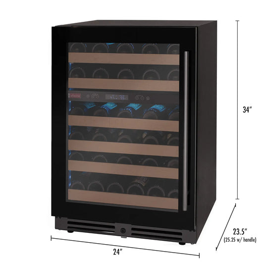 AllavinoReserva Series 50 Bottle 34" Tall Dual Zone Left Hinge  Gun Metal Grey  Stainless Steel Wine Cooler Refrigerator