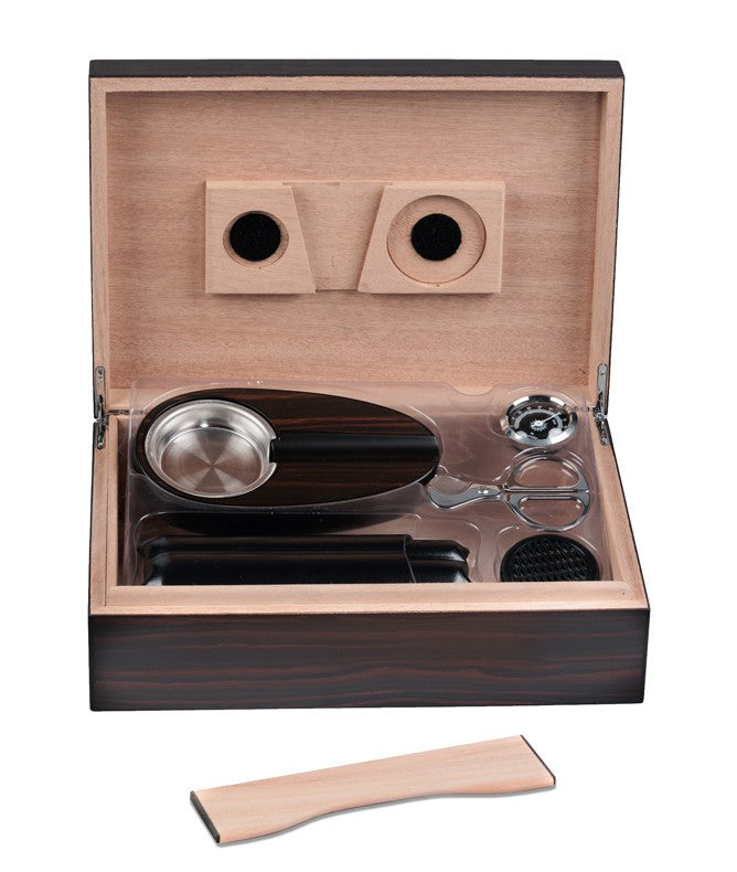 Prestige Import Group 50 Ct. Ebony Humidor Gift Set w/ Matching Accessories