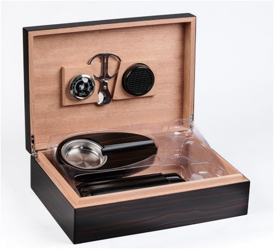 Prestige Import Group 50 Ct. Ebony Humidor Gift Set w/ Matching Accessories