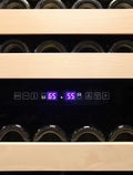 Vinotemp Connoisseur Series 168-Bottle Dual Zone Wine Cooler with stainless steel trim, digital controls, and bulk storage for Champagne & Magnums