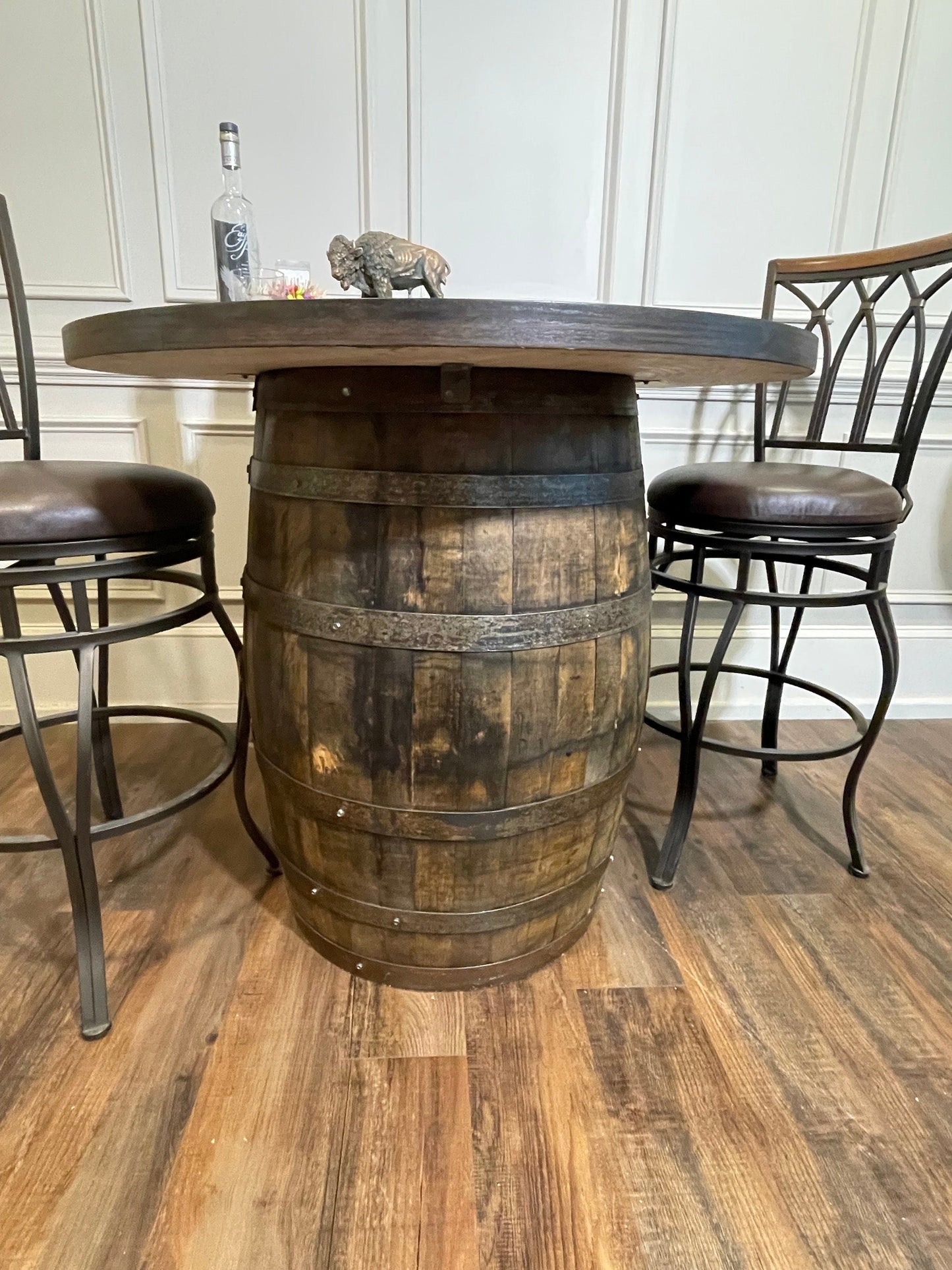 Custom Bourbon Whiskey Barrel Bistro Table