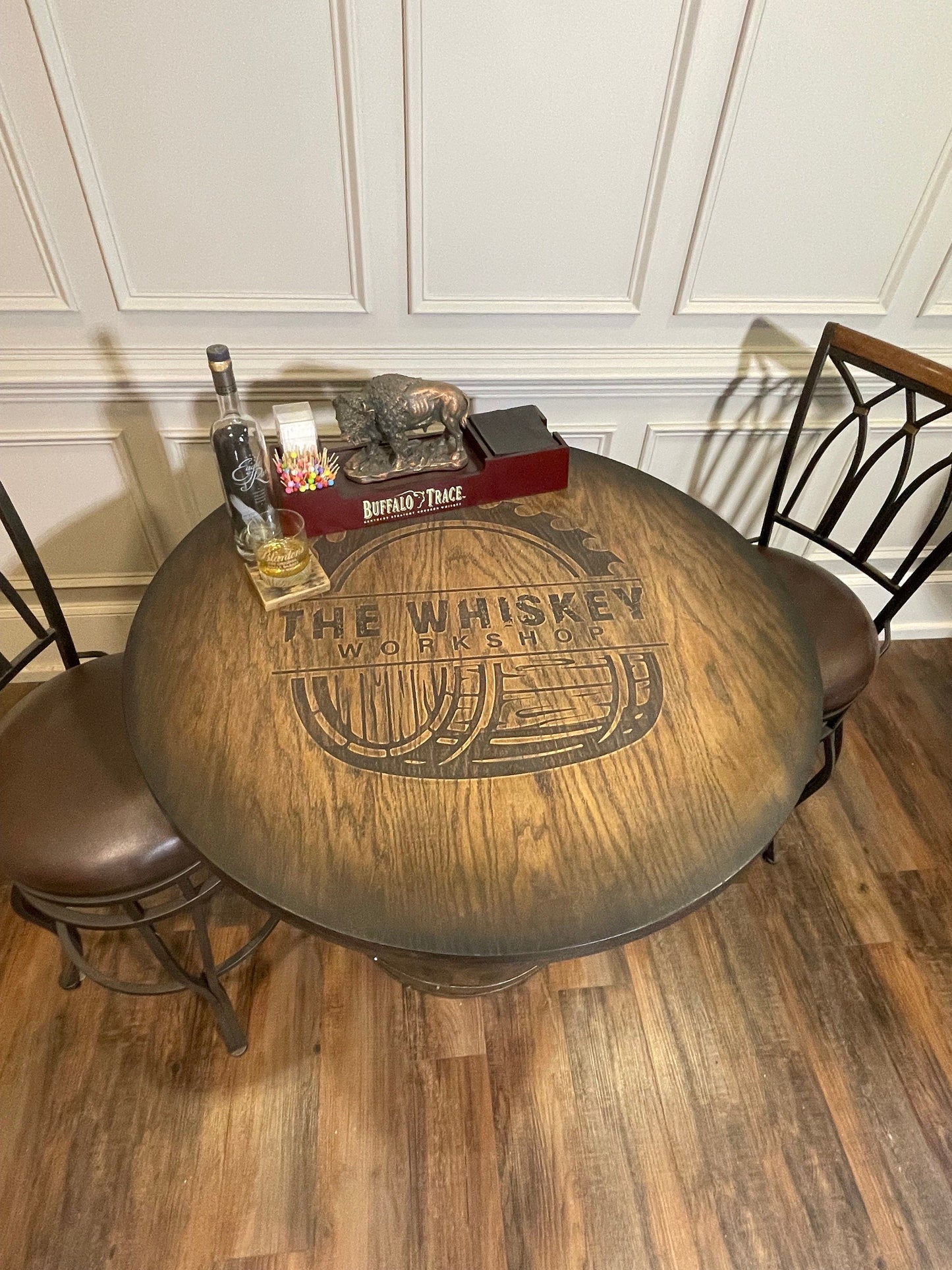 Custom Bourbon Whiskey Barrel Bistro Table