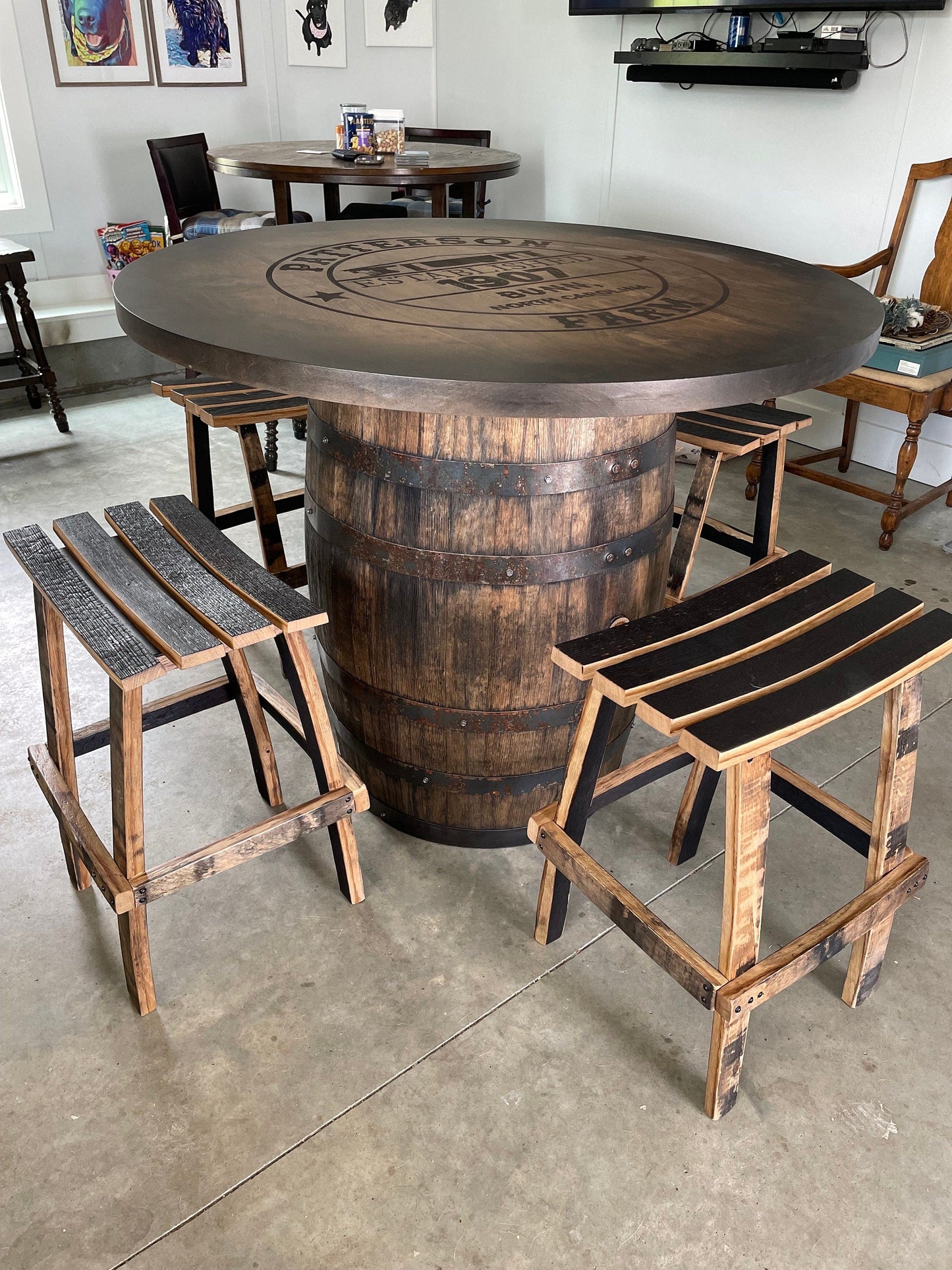Custom Bourbon Whiskey Barrel Bistro Table