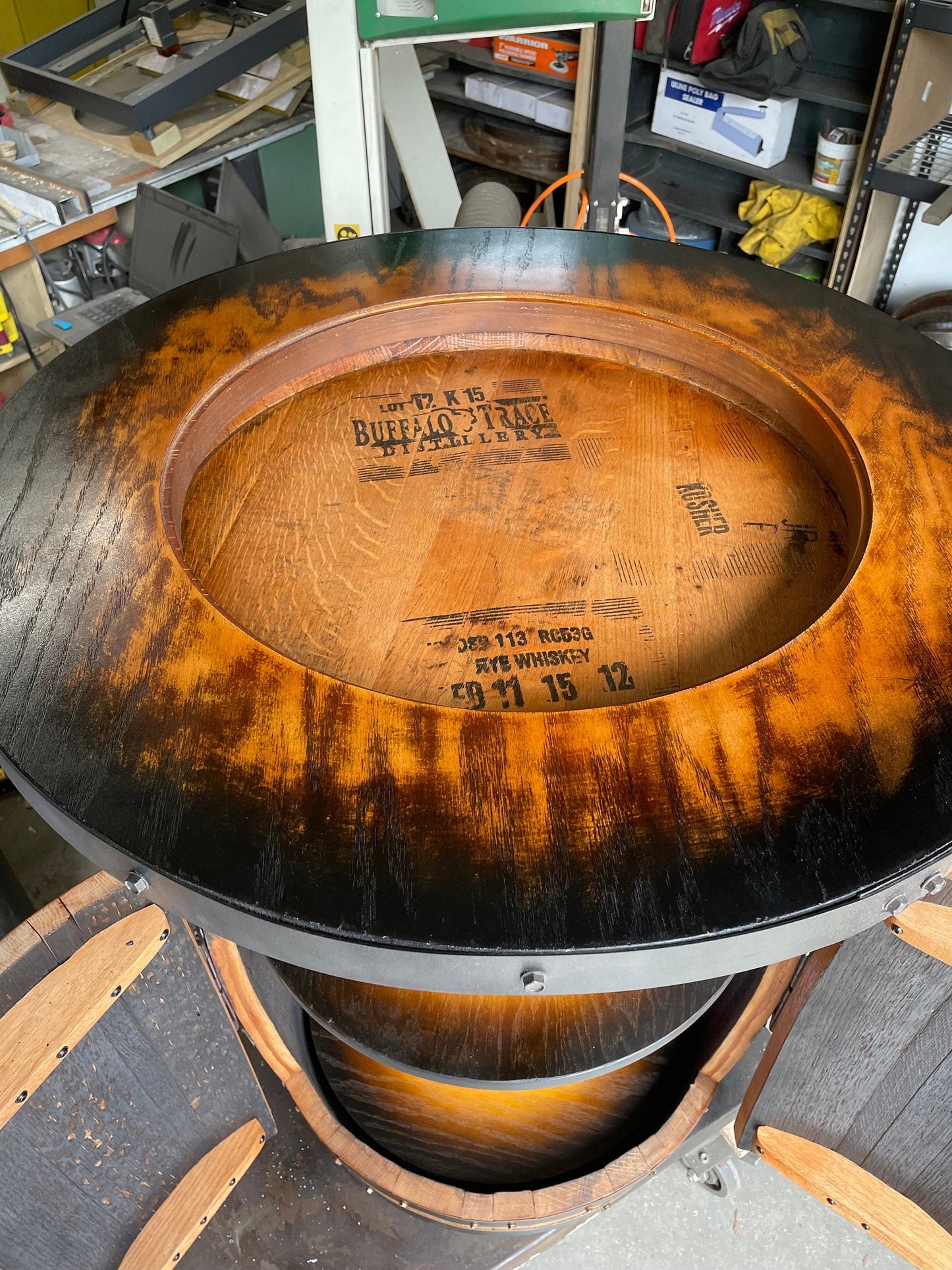 Custom Bourbon Whiskey Barrel Bistro Table