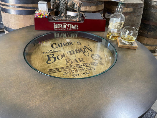 Custom Bourbon Whiskey Barrel Bar Table for Home Bars & Game Rooms