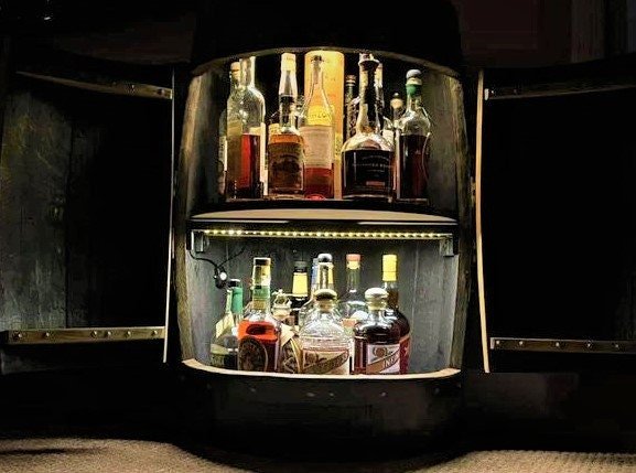 Custom Bourbon Whiskey Barrel Bar Table for Home Bars & Game Rooms