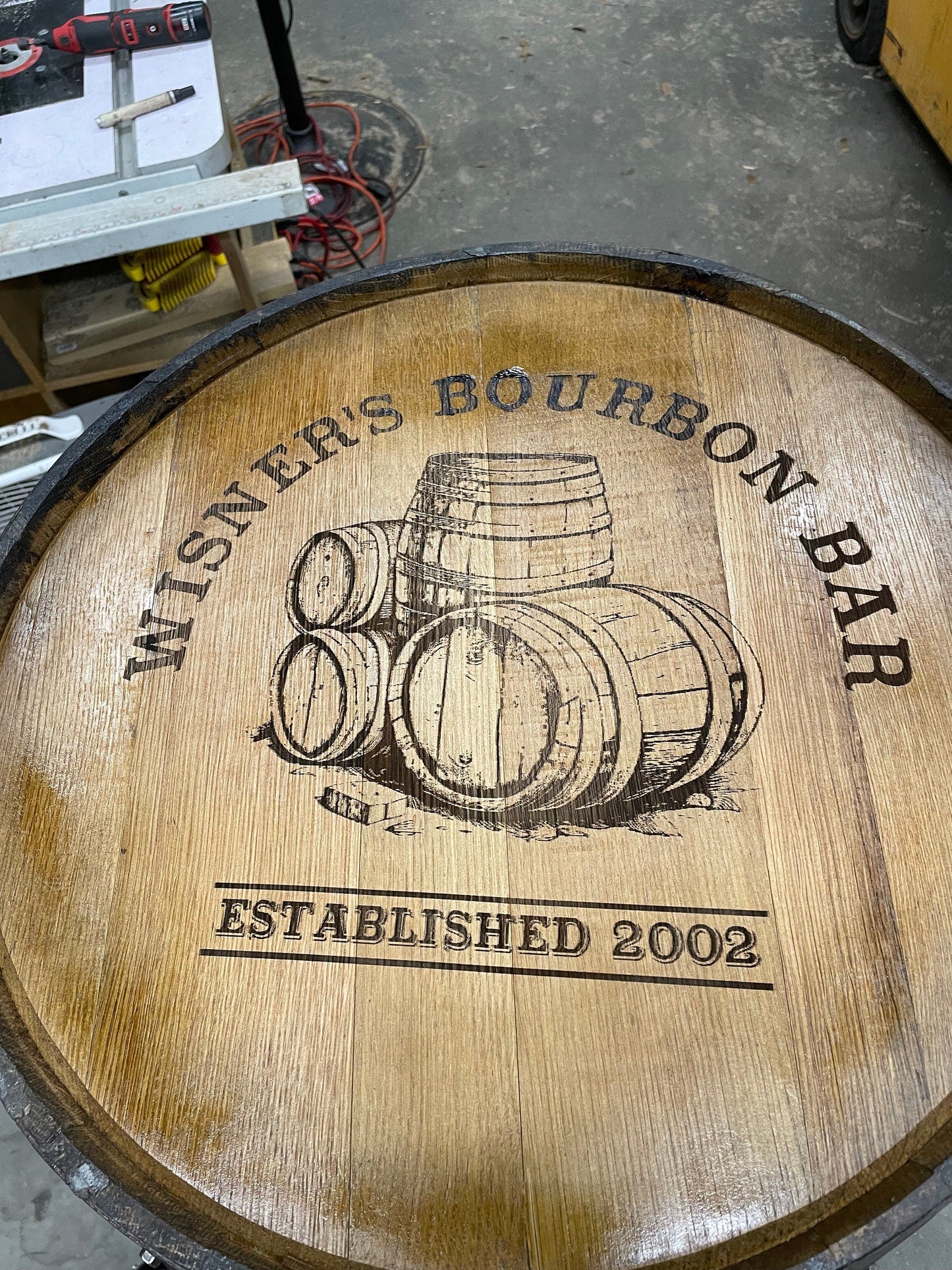 Custom Bourbon Whiskey Barrel Bar Table for Home Bars & Game Rooms